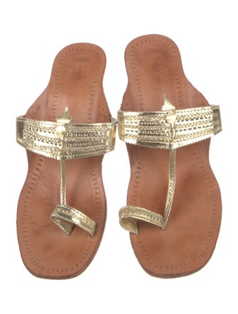 Matta Leather Animal Print Slides