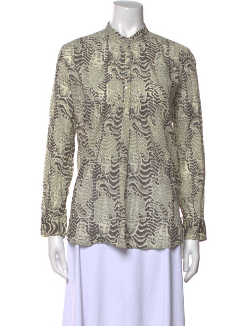 Matta Animal Print Mock Neck Button-Up Top