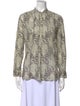 Matta Animal Print Mock Neck Button-Up Top