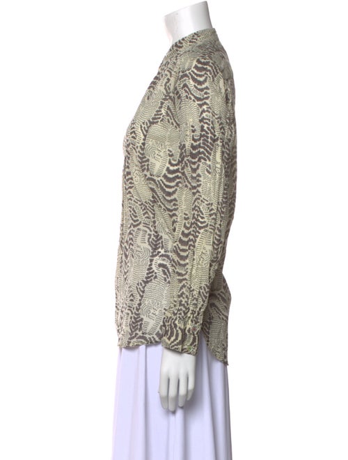 Matta Animal Print Mock Neck Button-Up Top