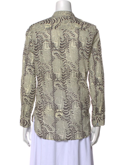 Matta Animal Print Mock Neck Button-Up Top