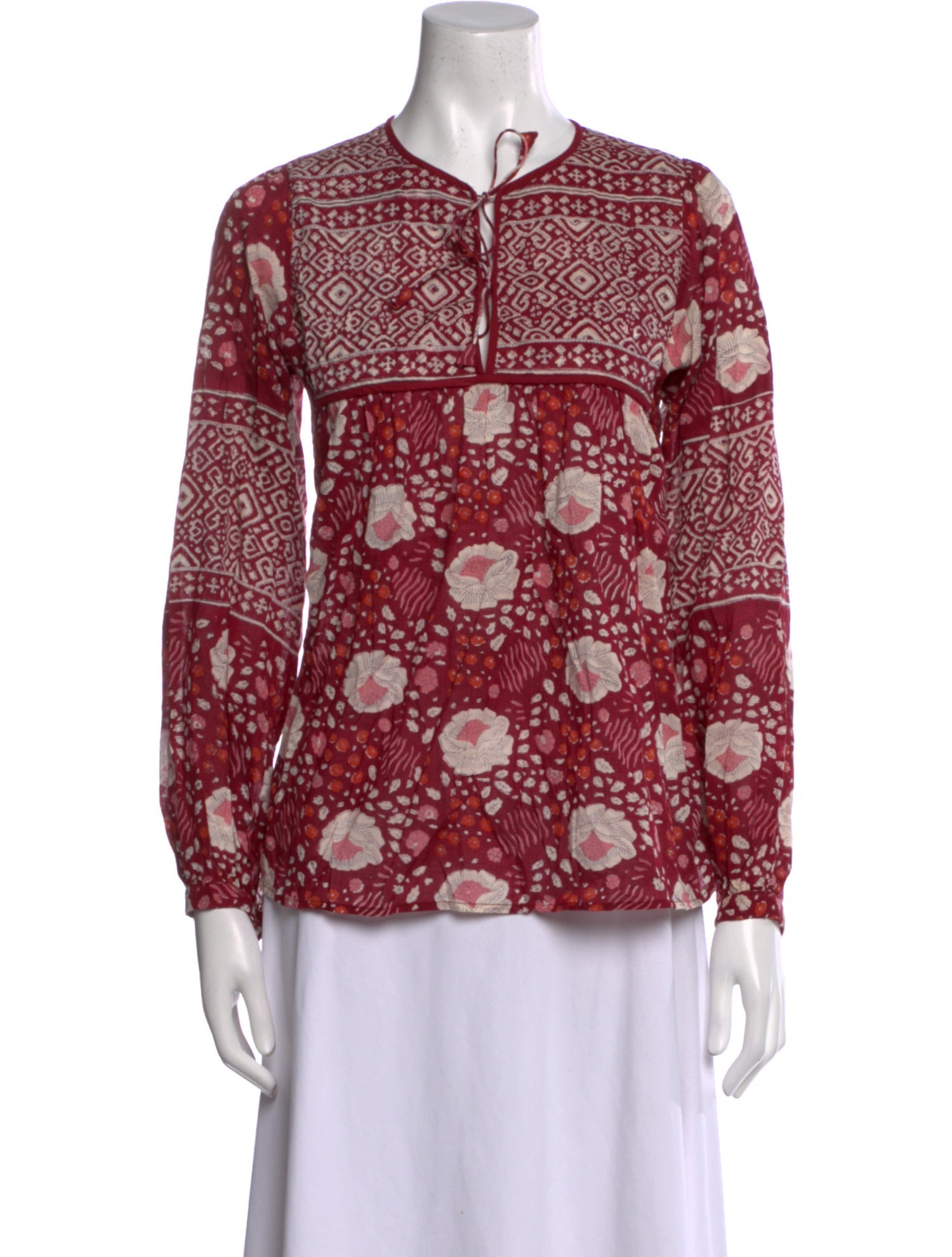 Matta Floral Print Mock Neck Blouse