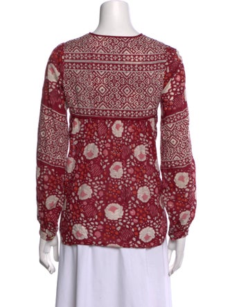 Matta Floral Print Mock Neck Blouse