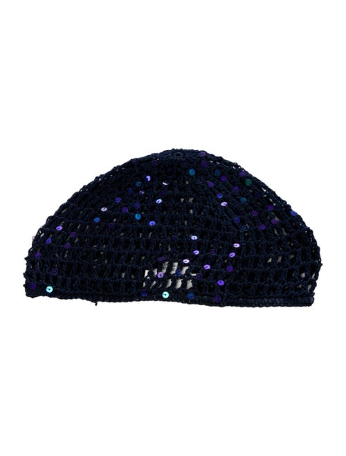 Miguelina Sequins Knit Beanie Navy