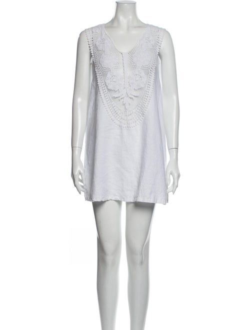 Miguelina Linen Mini Dress White