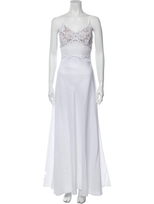 Miguelina Linen Long Dress White
