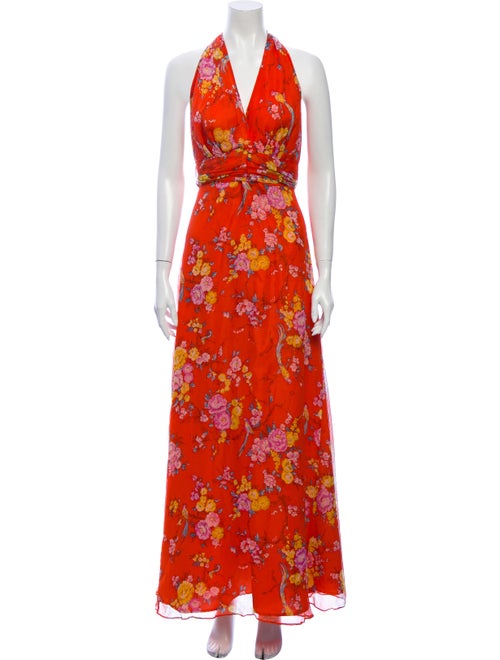 Miguelina Silk Long Dress Orange