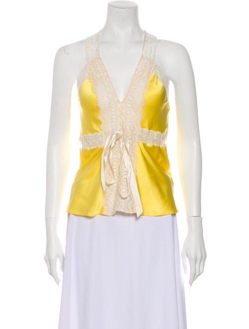 Miguelina Silk Printed Top Yellow