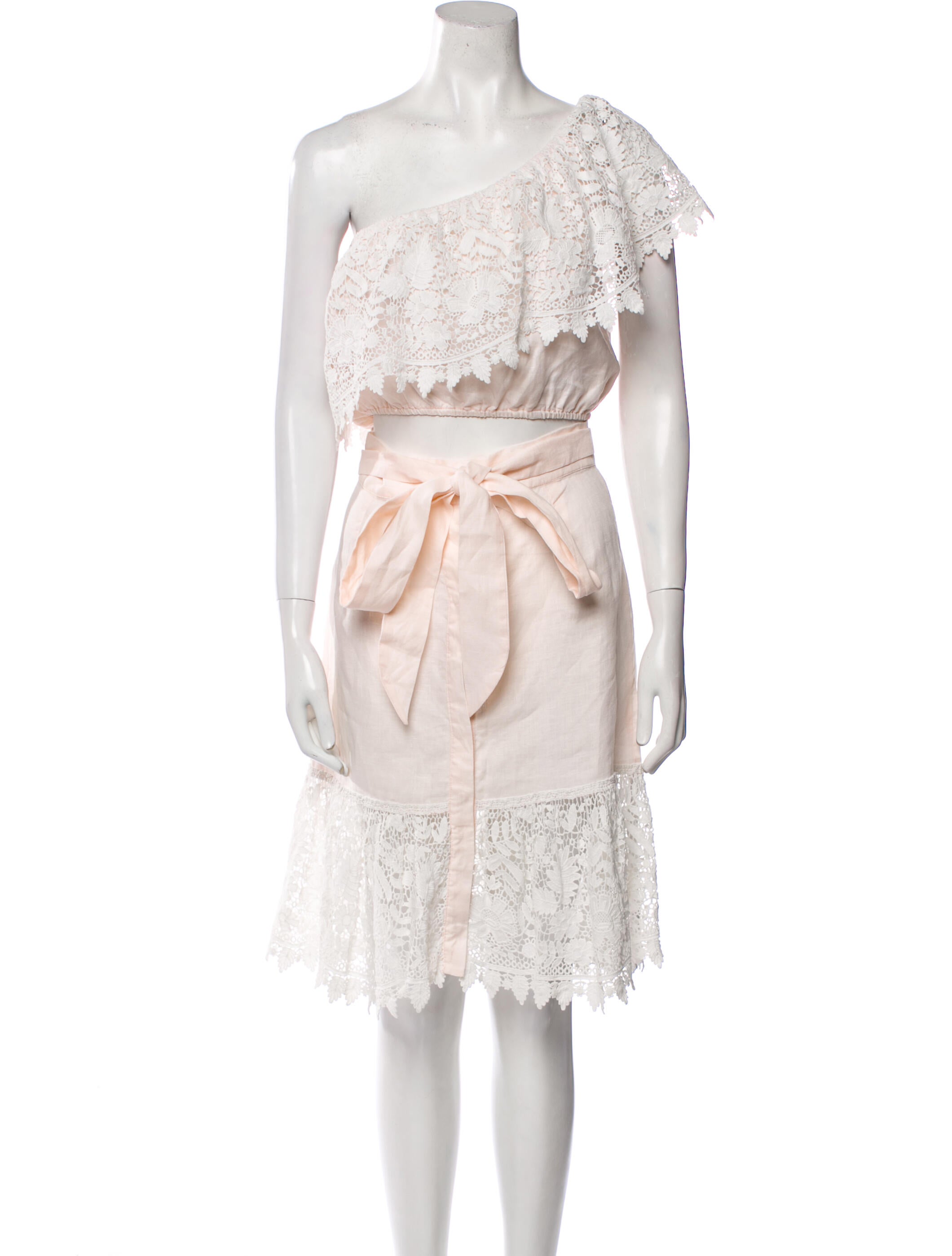 Miguelina Linen Lace Pattern Skirt Set