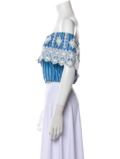 Miguelina Striped Off-The-Shoulder Crop Top