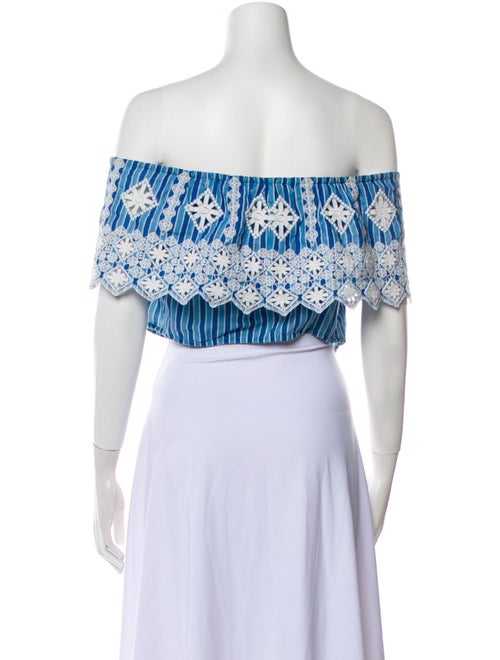 Miguelina Striped Off-The-Shoulder Crop Top