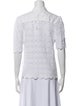 Miguelina Linen Lace Pattern Button-Up Top