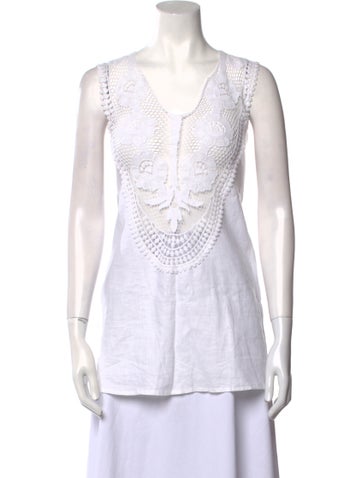 Miguelina Tops Linen V-Neck Tunic XS