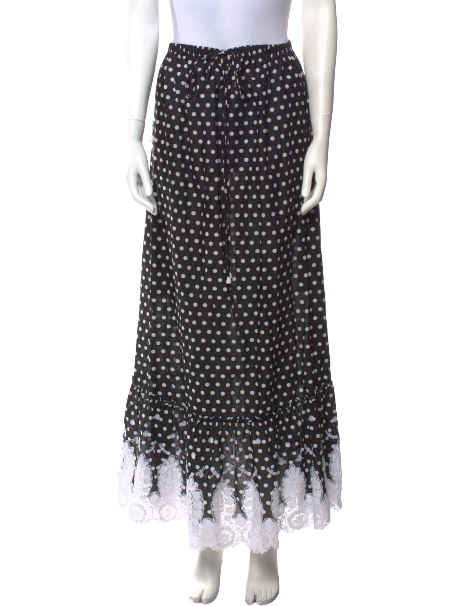 Miguelina Polka Dot Print Long Skirt