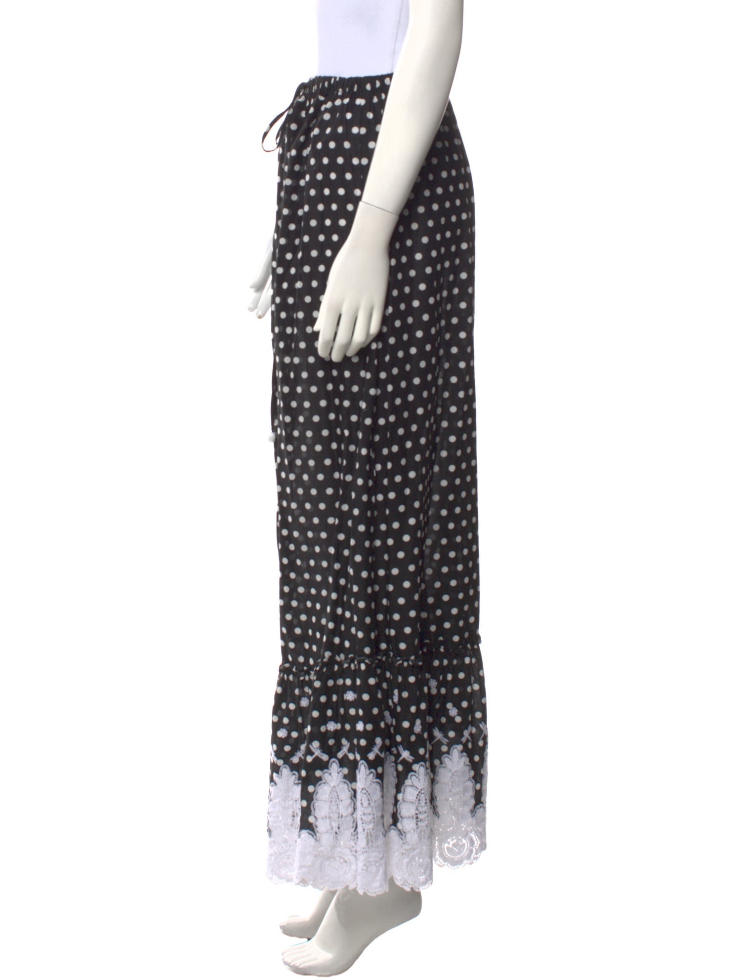 Miguelina Polka Dot Print Long Skirt