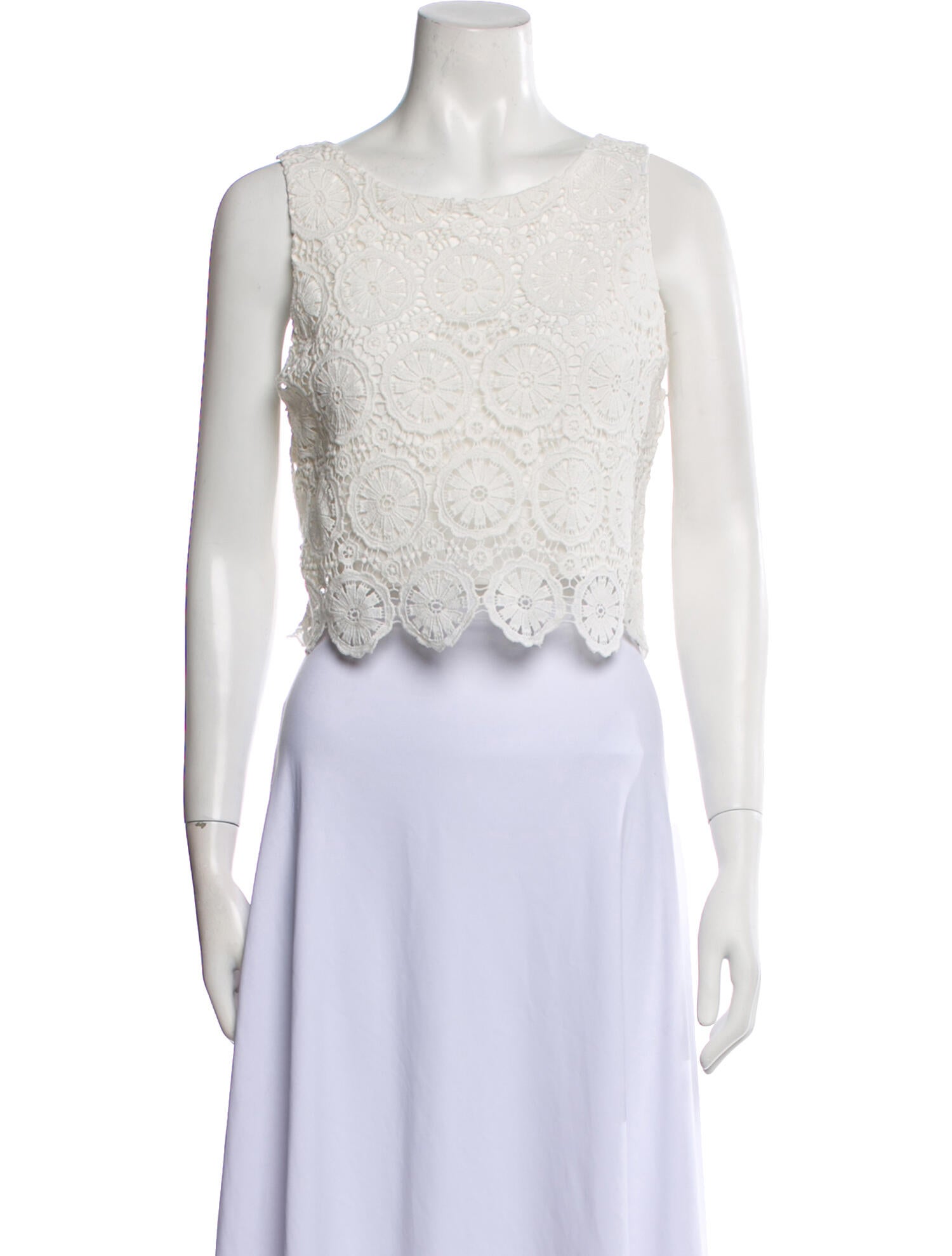 Miguelina Bateau Neckline Sleeveless Crop Top