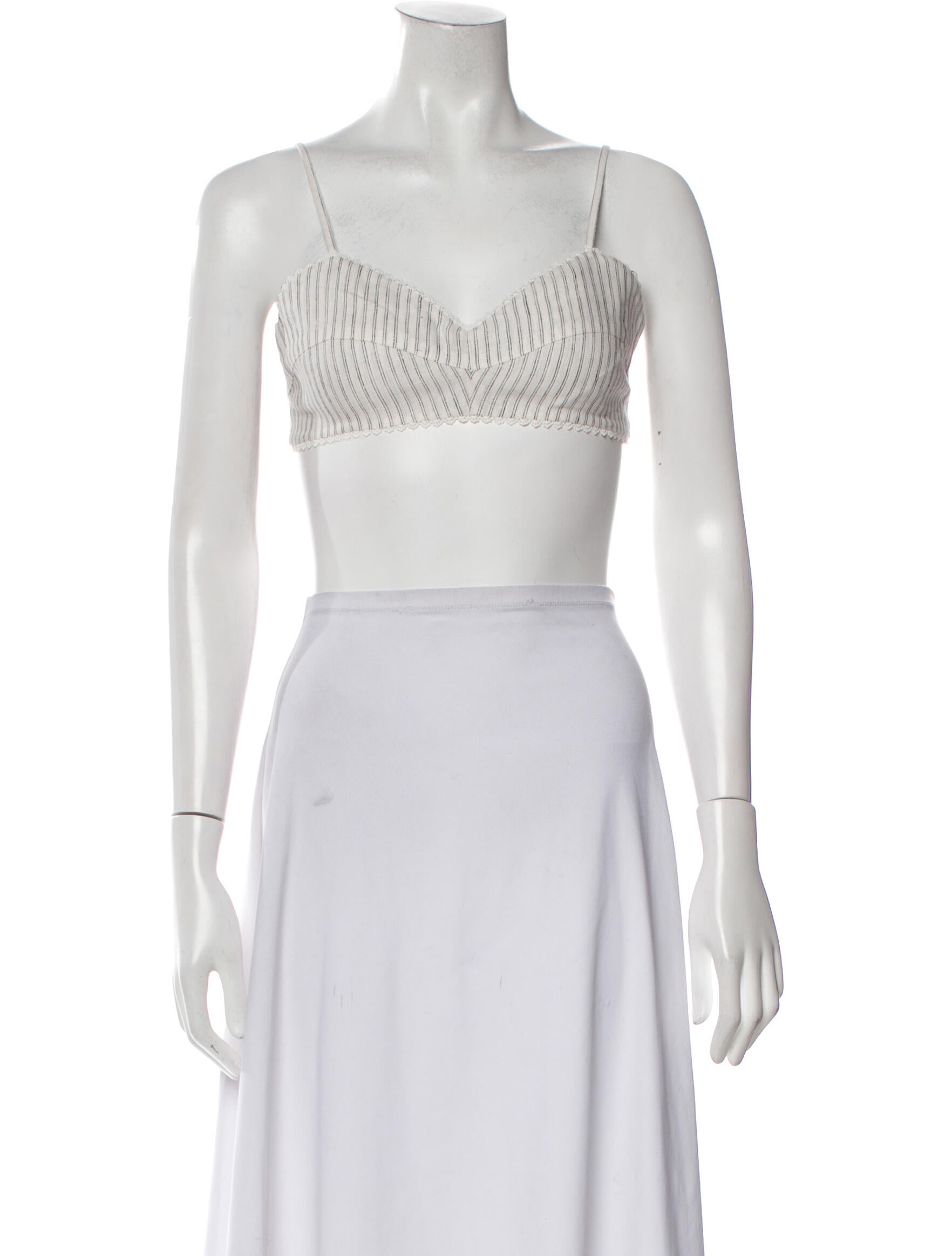 Miguelina Linen Square Neckline Crop Top