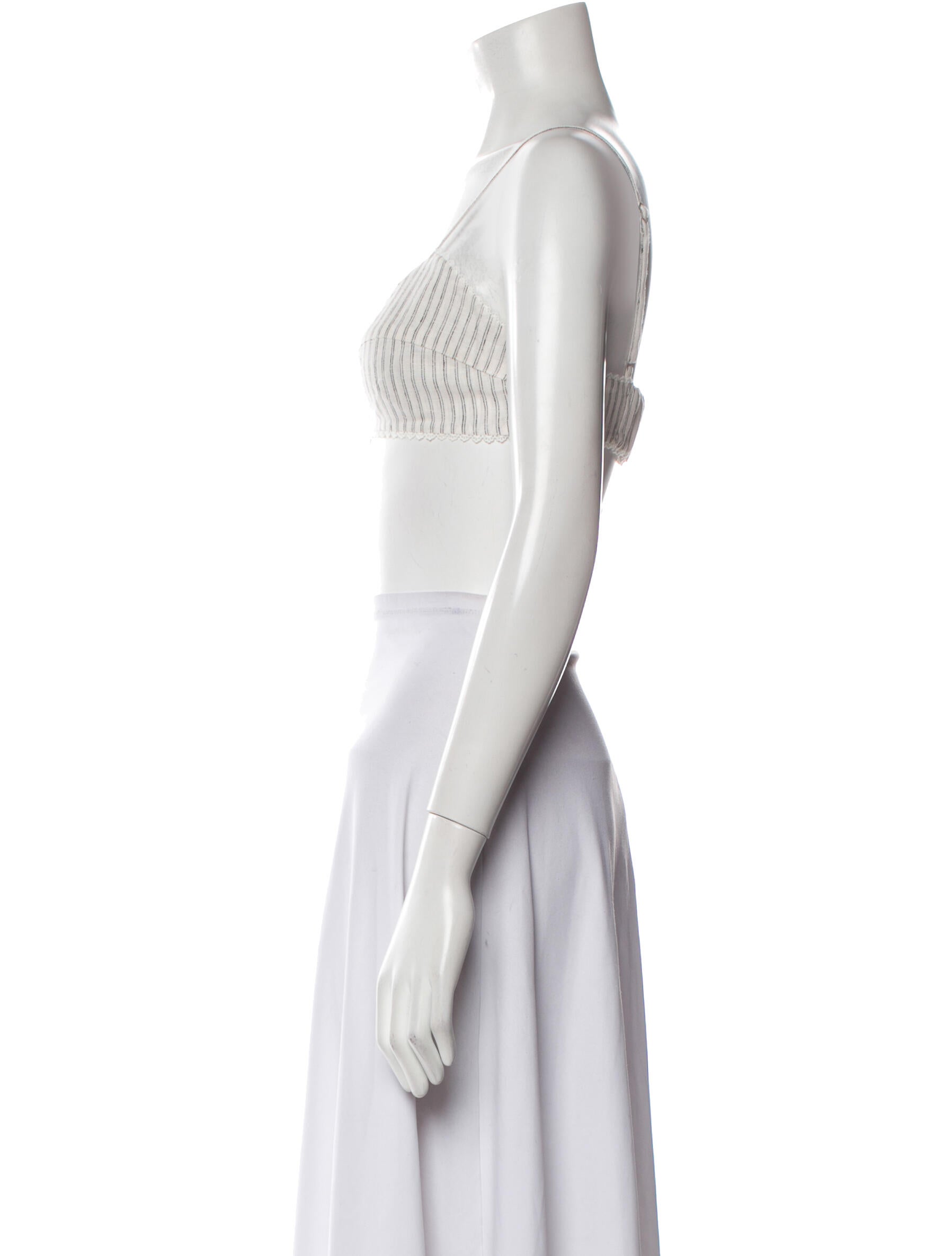 Miguelina Linen Square Neckline Crop Top