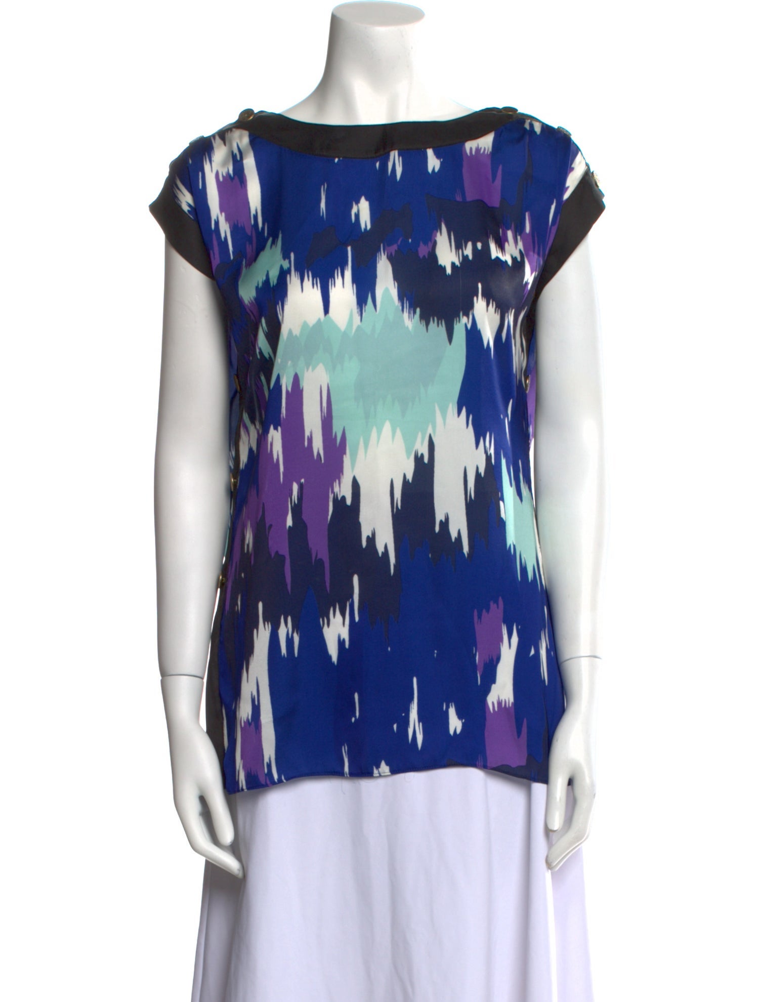 Miguelina Printed Bateau Neckline Blouse