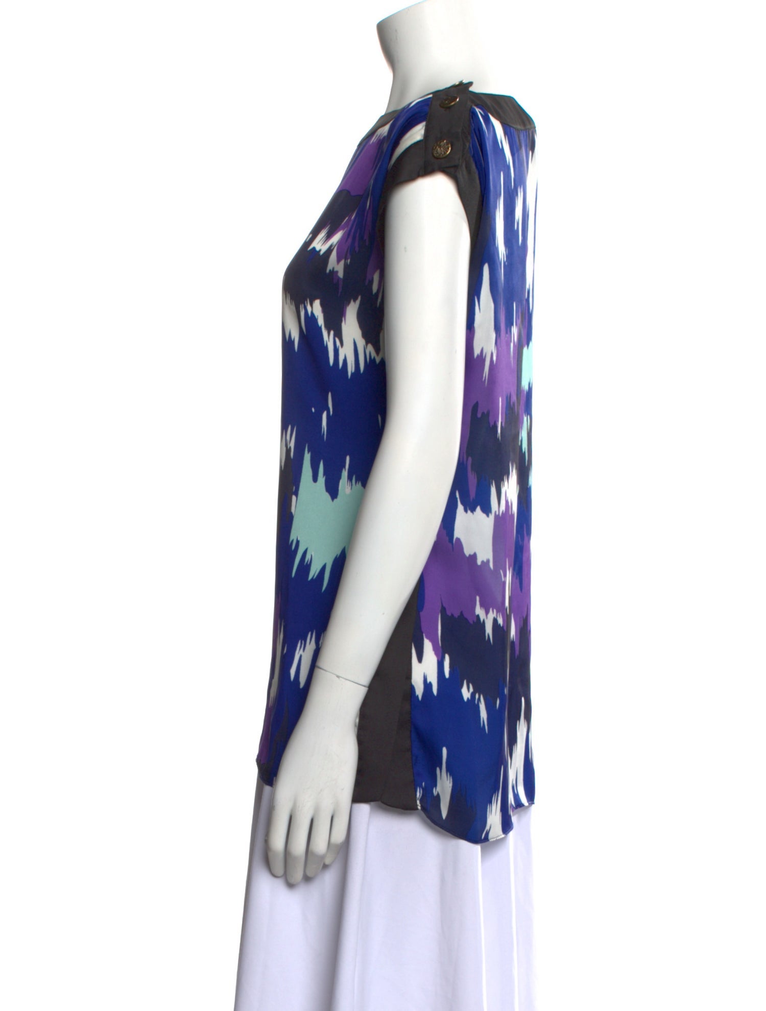 Miguelina Printed Bateau Neckline Blouse