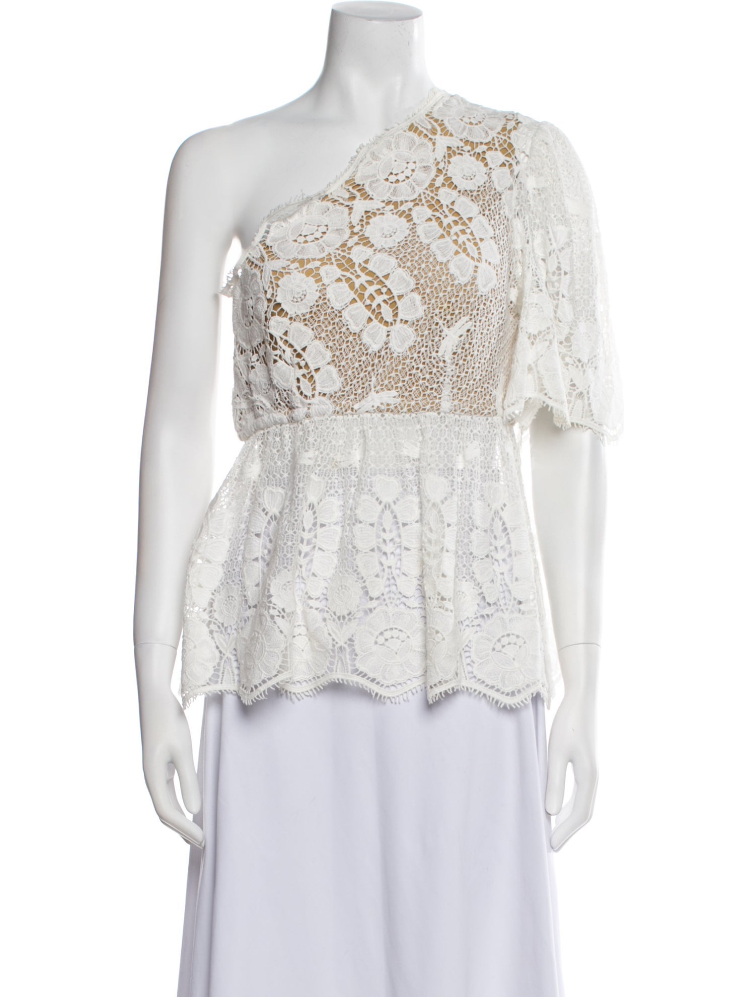 Miguelina Lace Pattern One-Shoulder Top