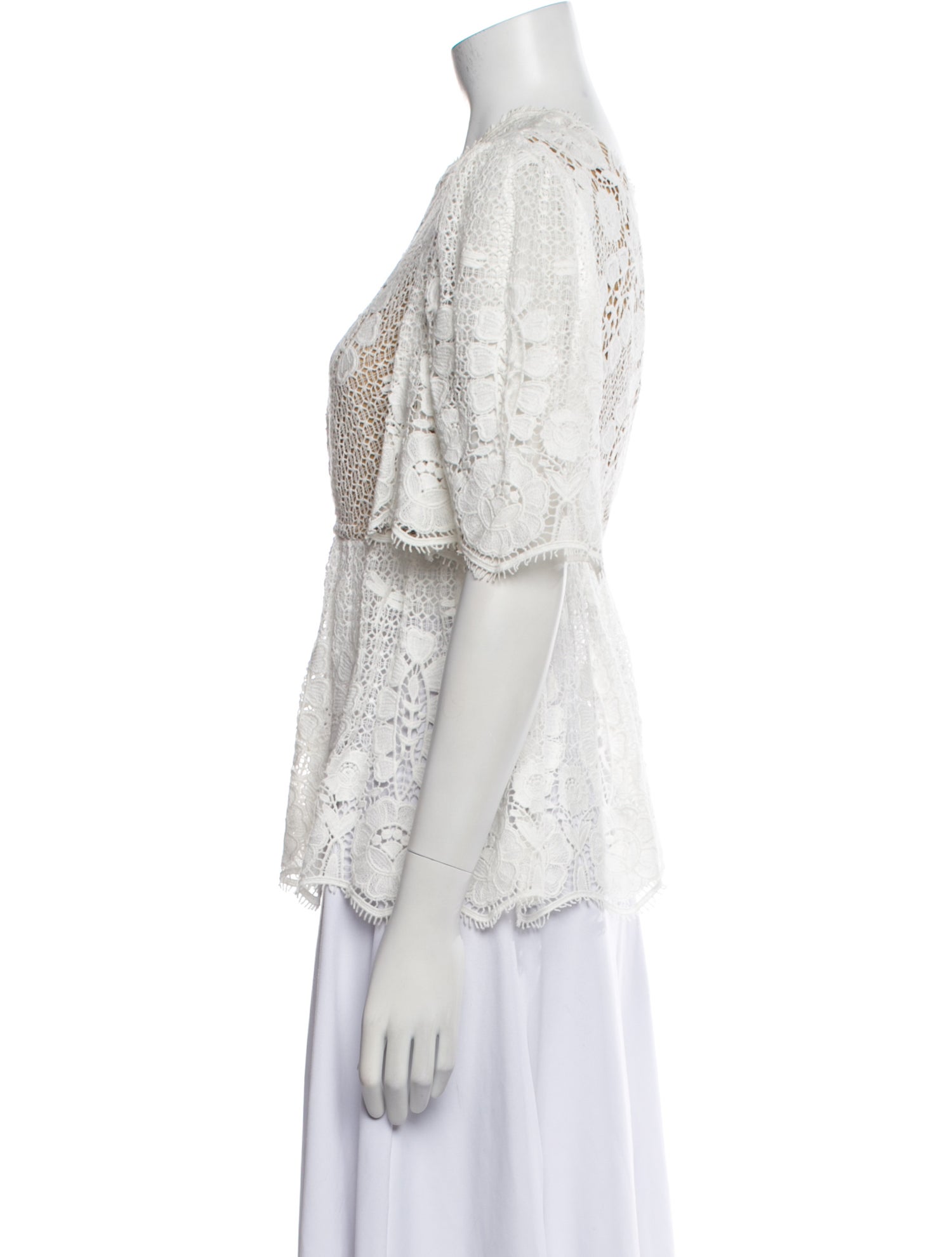 Miguelina Lace Pattern One-Shoulder Top