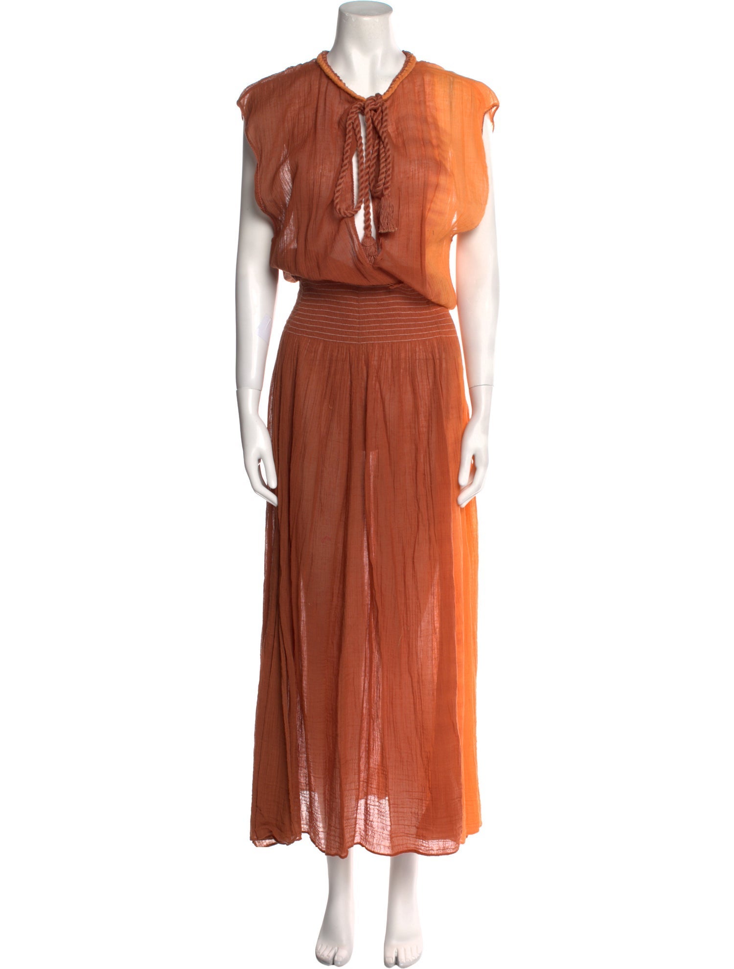 Miguelina Tie Neck Long Dress w/ Tags