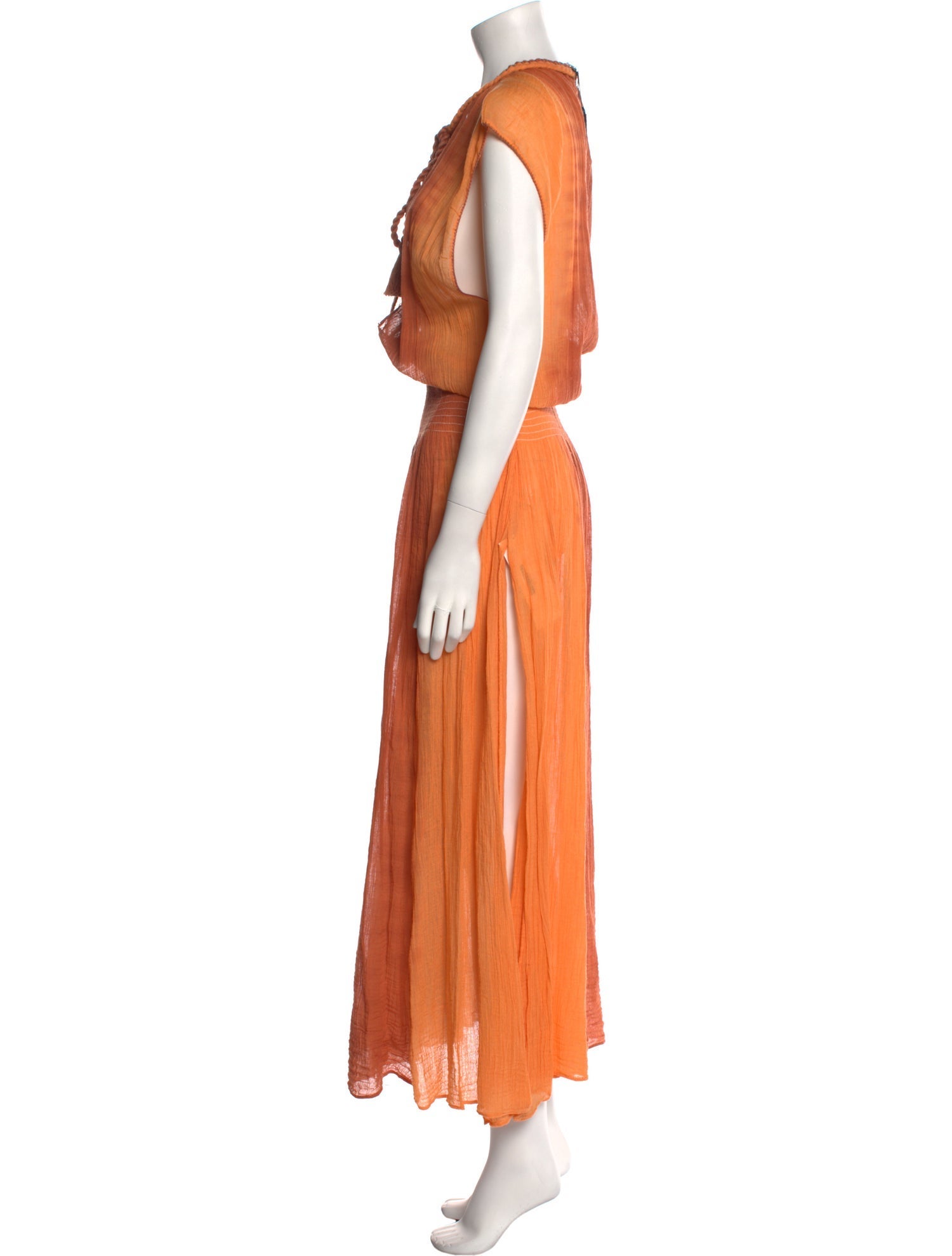 Miguelina Tie Neck Long Dress w/ Tags