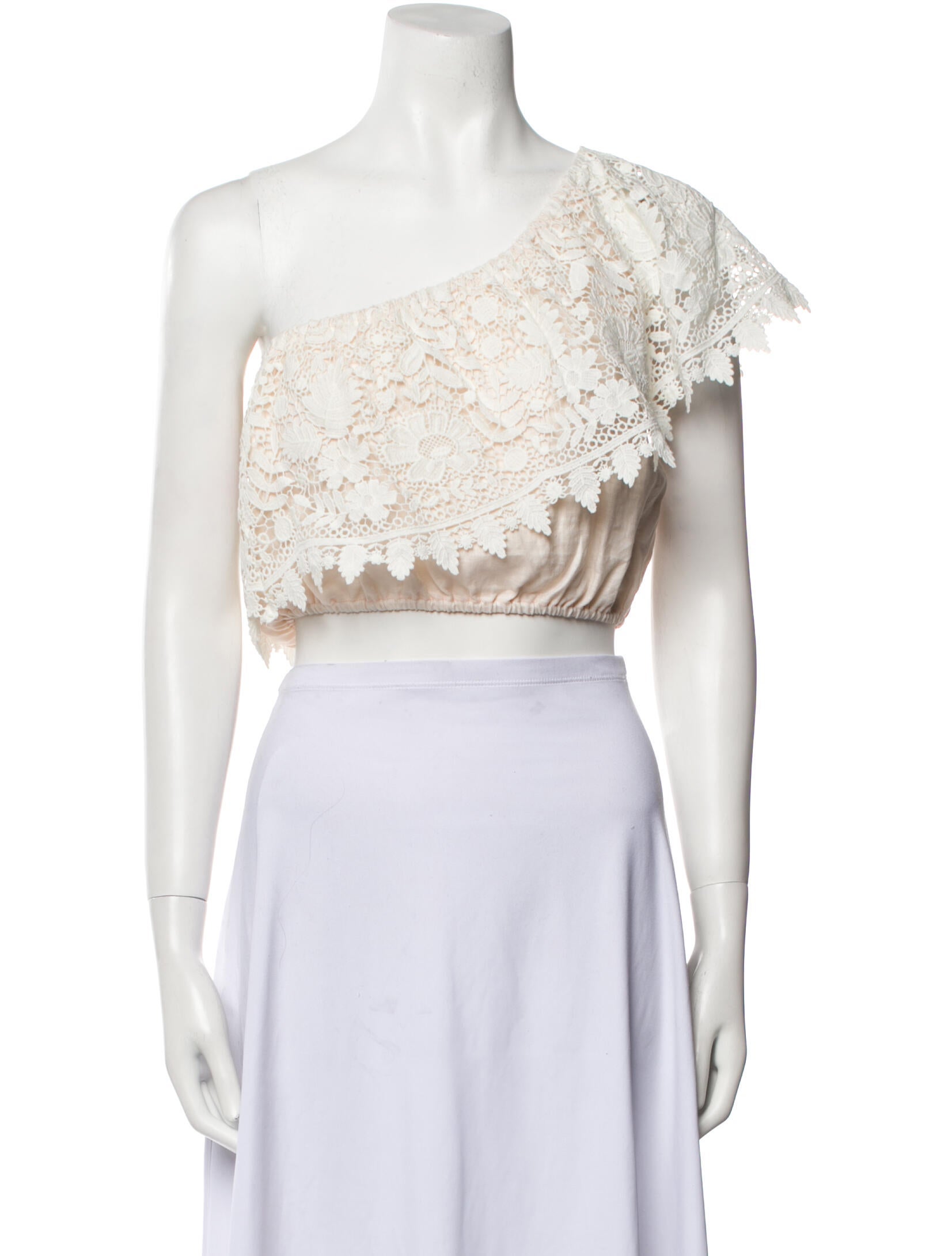 Miguelina Linen One-Shoulder Crop Top