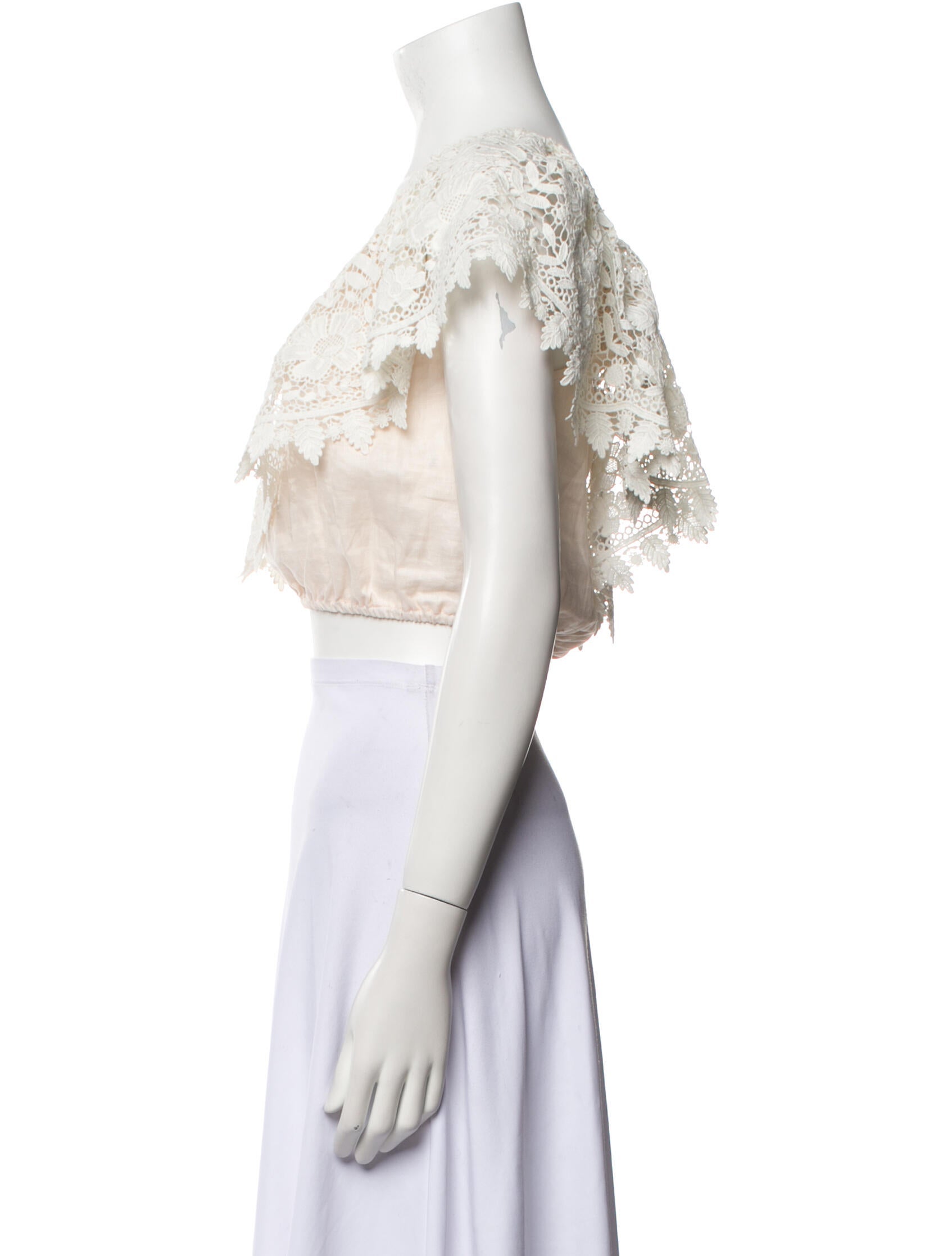 Miguelina Linen One-Shoulder Crop Top