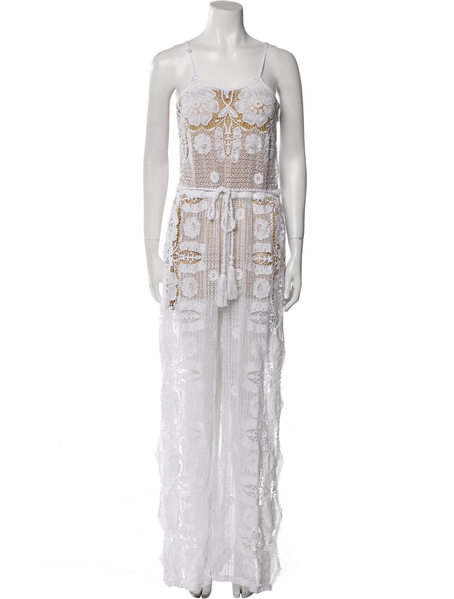 Miguelina Lace Pattern Square Neckline Jumpsuit