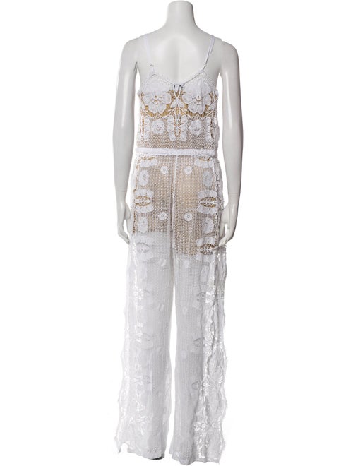 Miguelina Lace Pattern Square Neckline Jumpsuit