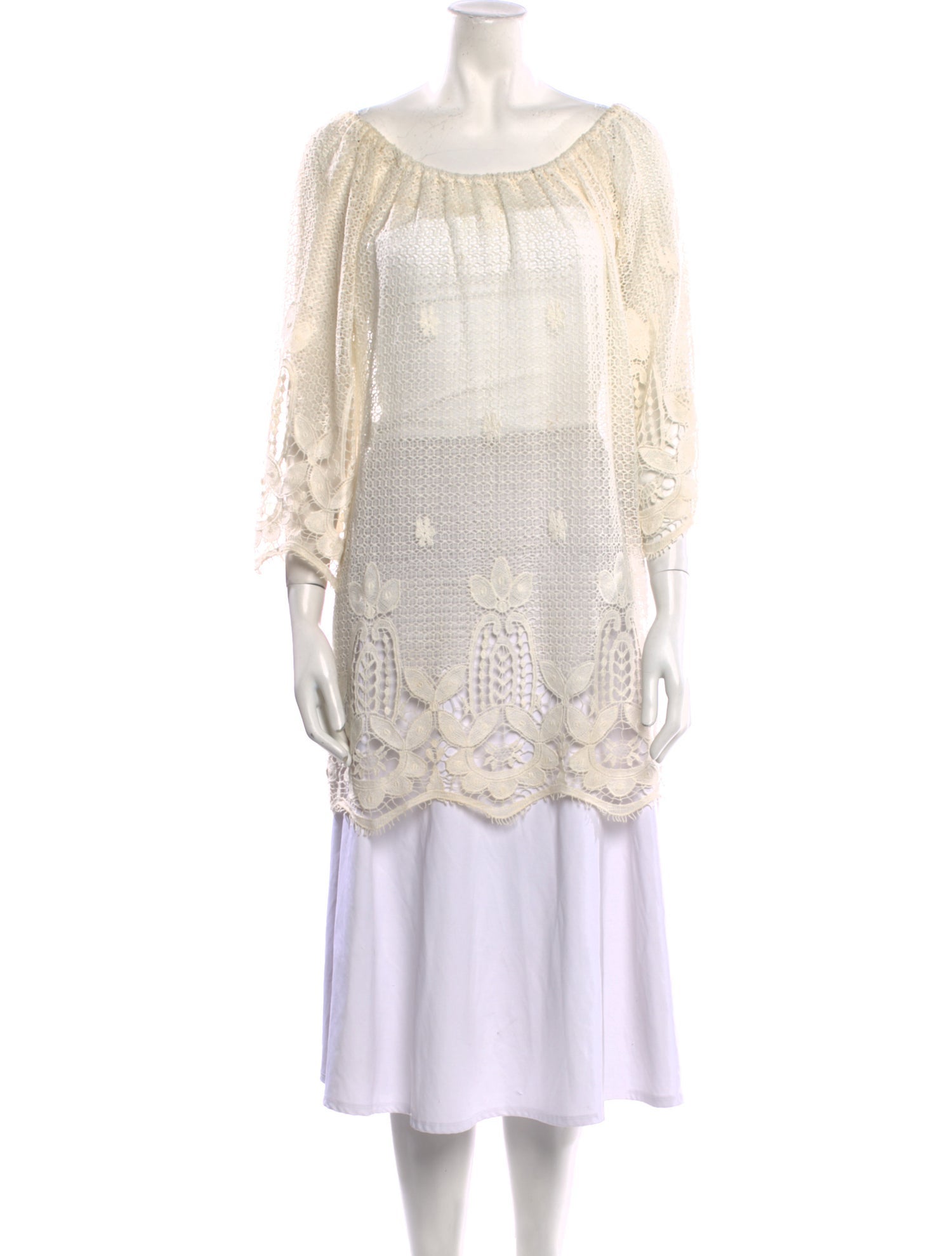 Miguelina Bateau Neckline Three-Quarter Sleeve Tunic