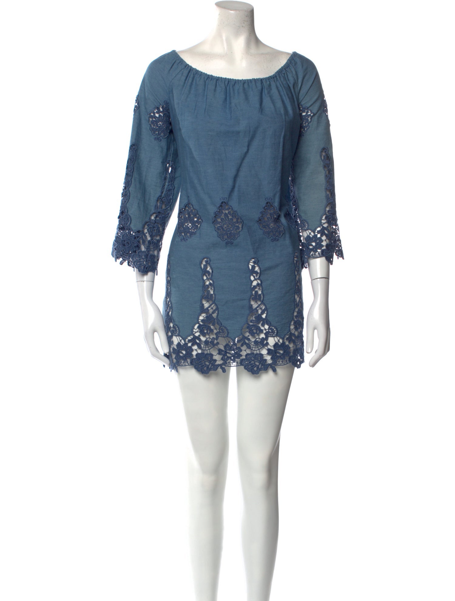 Miguelina Lace Pattern Mini Dress