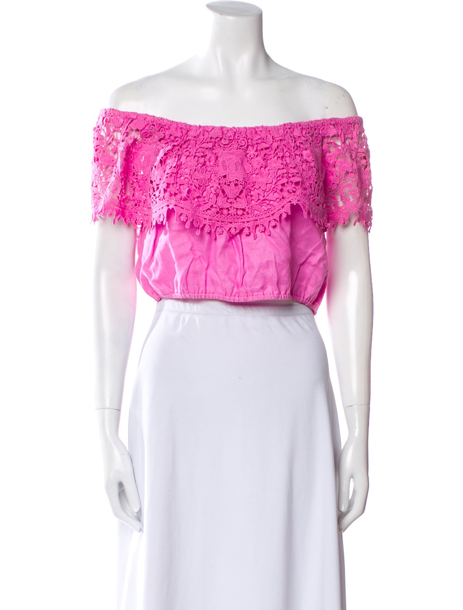 Miguelina Off-The-Shoulder Short Sleeve Crop Top w/ Tags