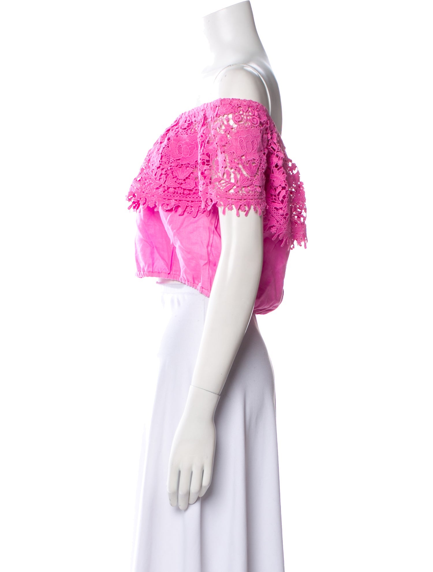 Miguelina Off-The-Shoulder Short Sleeve Crop Top w/ Tags