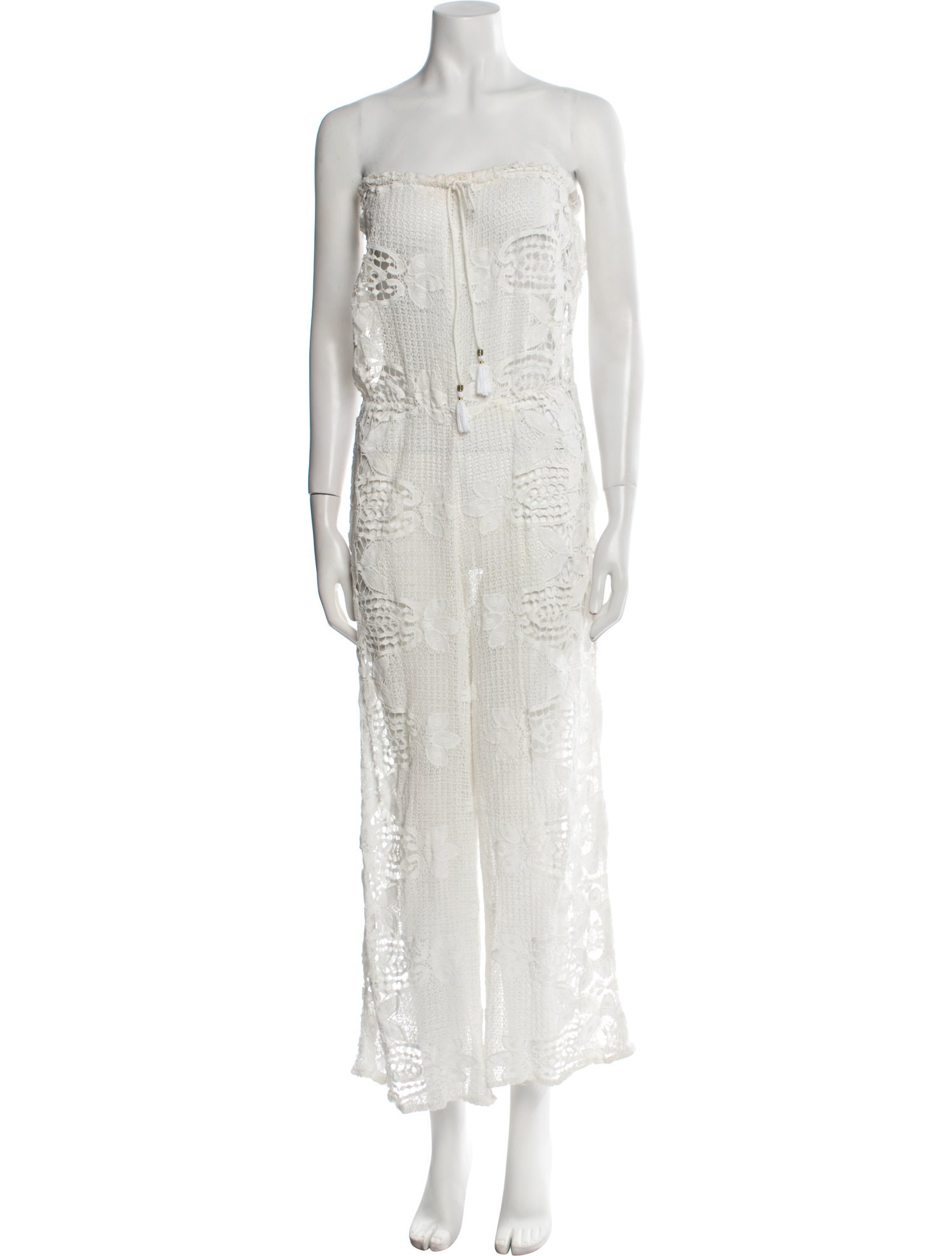 Miguelina Lace Pattern Strapless Jumpsuit