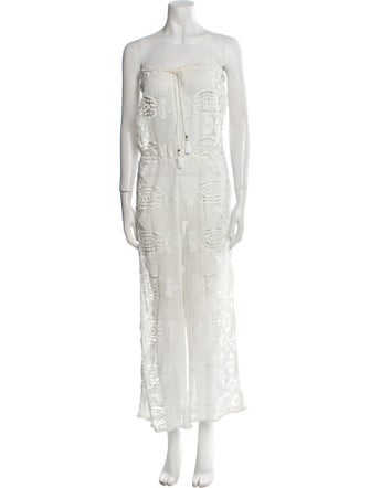 Miguelina Lace Pattern Strapless Jumpsuit
