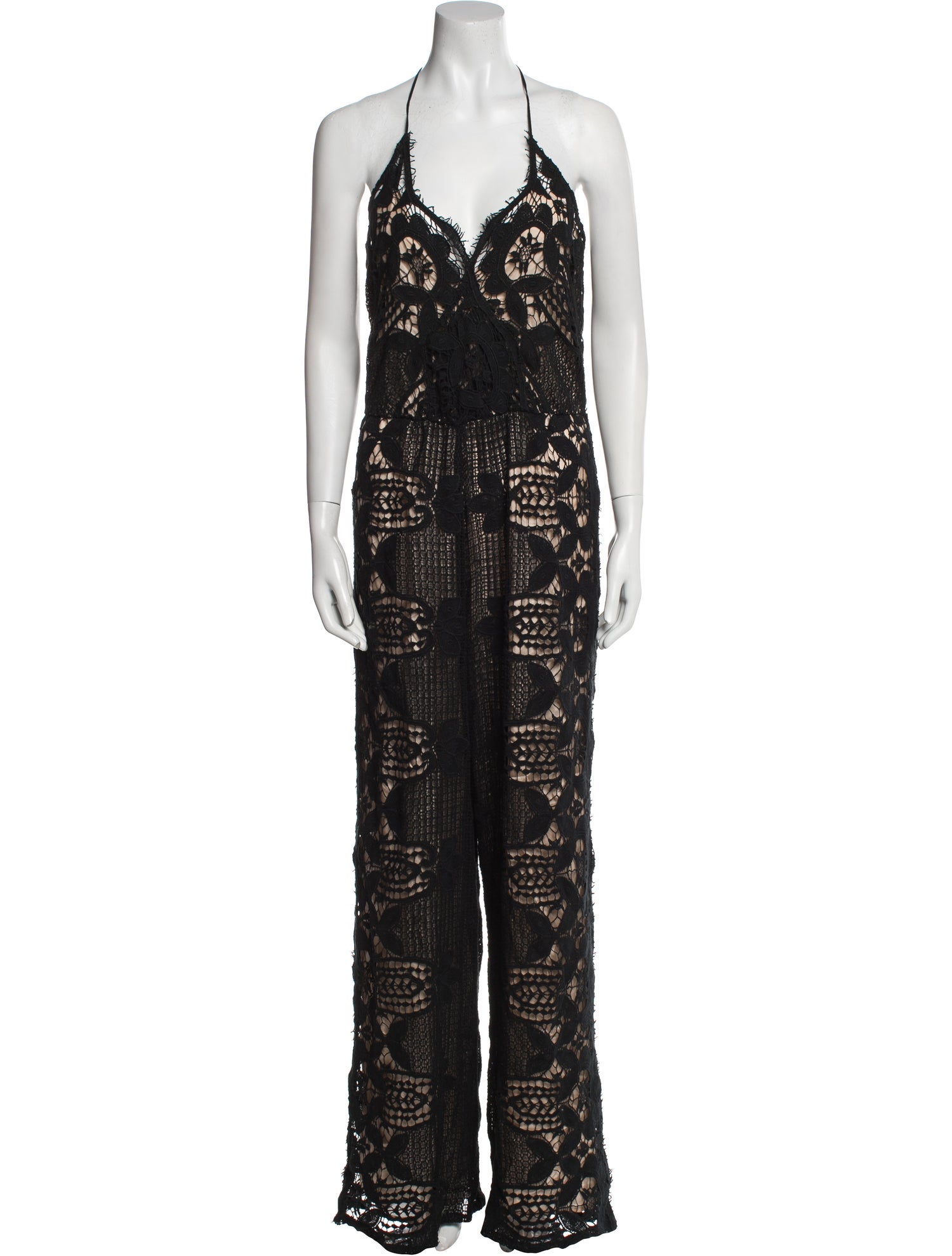 Miguelina Lace Pattern Halterneck Jumpsuit w/ Tags