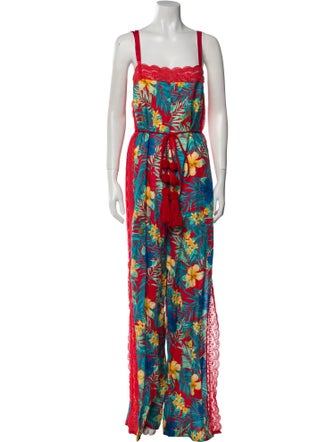 Miguelina Linen Floral Print Jumpsuit