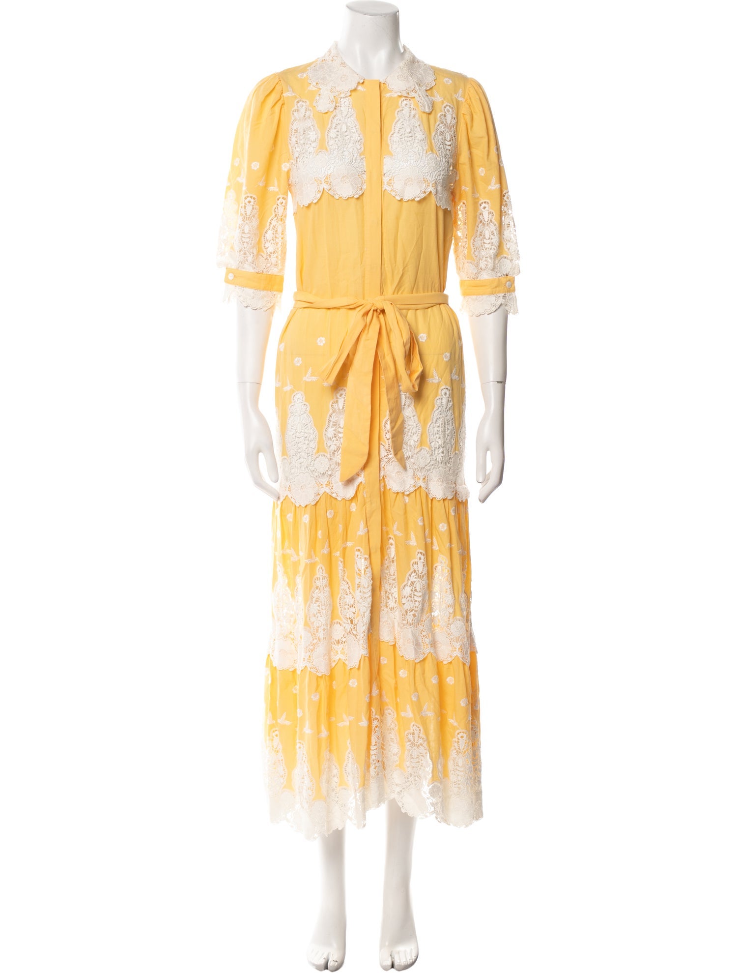 Miguelina Lace Pattern Long Dress