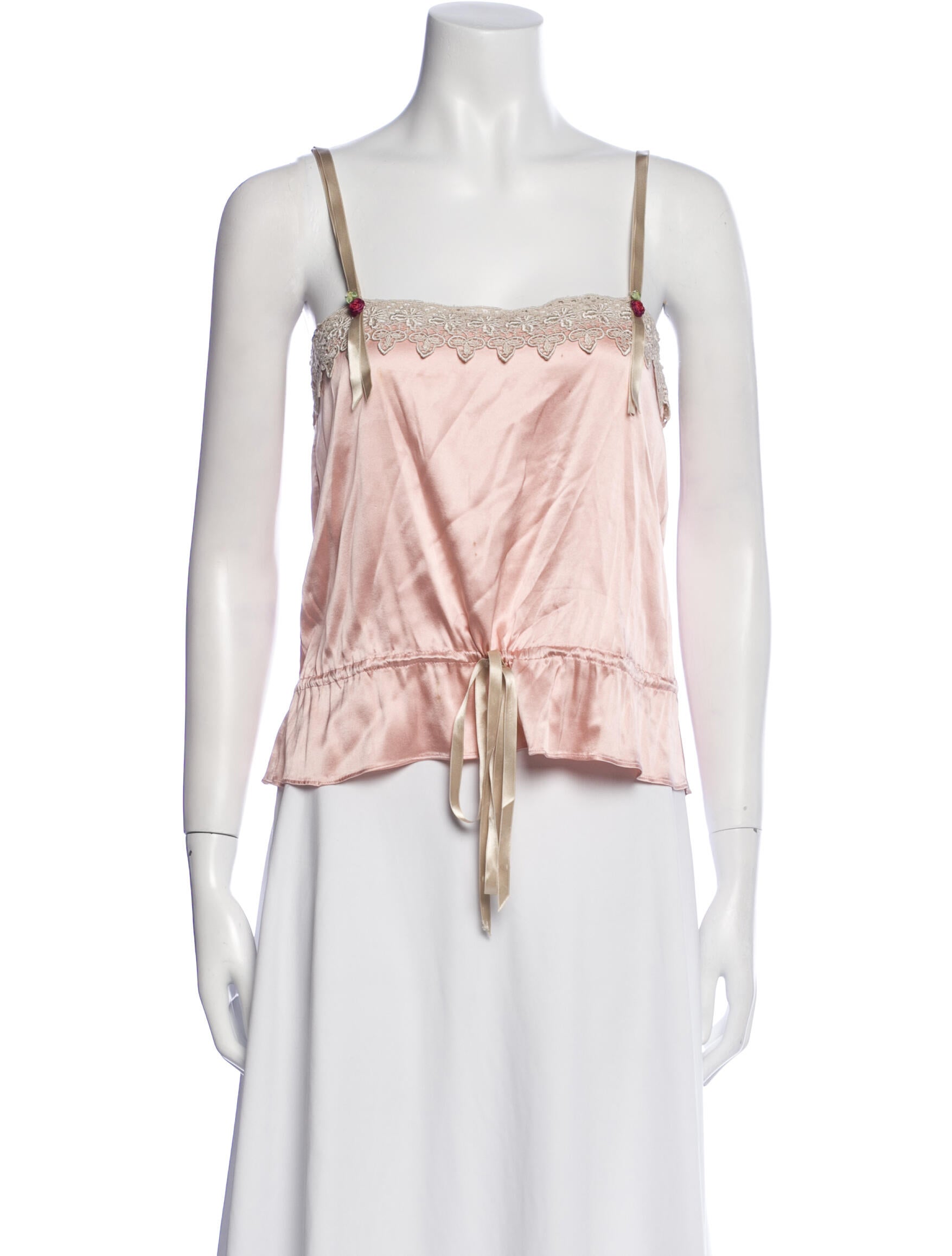 Miguelina Silk Square Neckline Crop Top