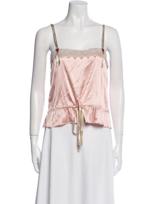 Miguelina Silk Square Neckline Crop Top