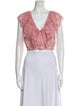 Miguelina Linen Lace Pattern Crop Top