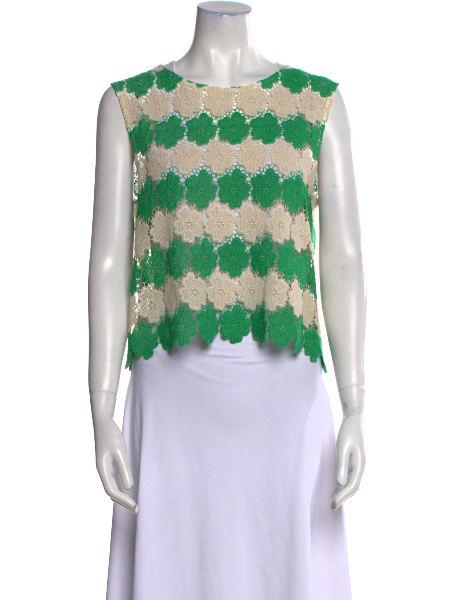 Miguelina Lace Pattern Crew Neck Blouse w/ Tags