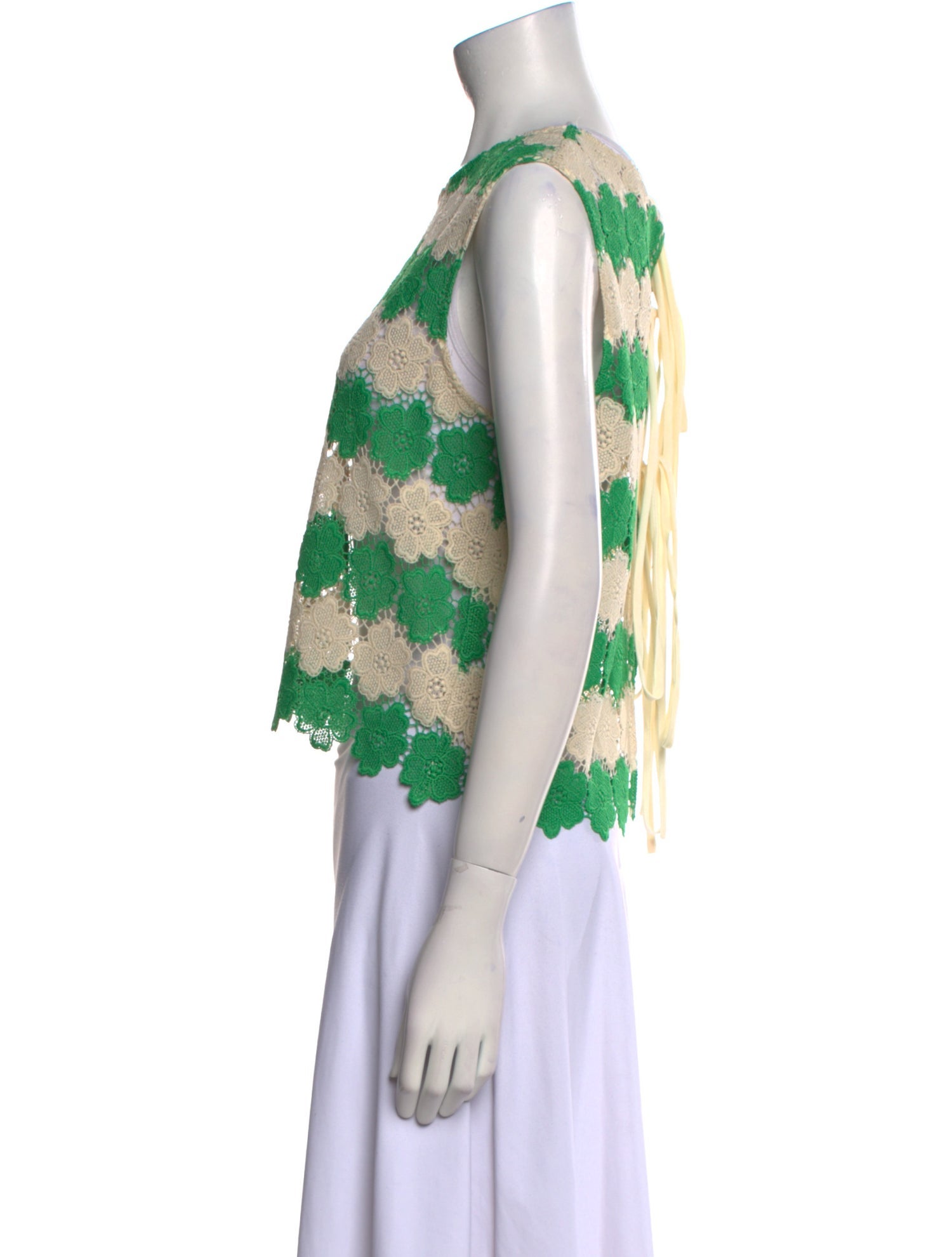 Miguelina Lace Pattern Crew Neck Blouse w/ Tags