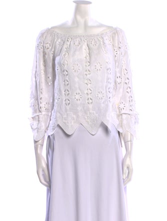 Miguelina Scoop Neck Three-Quarter Sleeve Crop Top