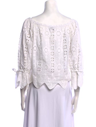 Miguelina Scoop Neck Three-Quarter Sleeve Crop Top