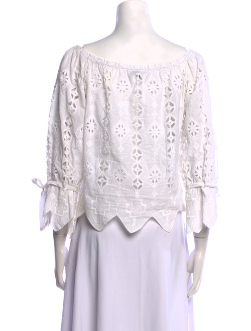 Miguelina Scoop Neck Three-Quarter Sleeve Crop Top