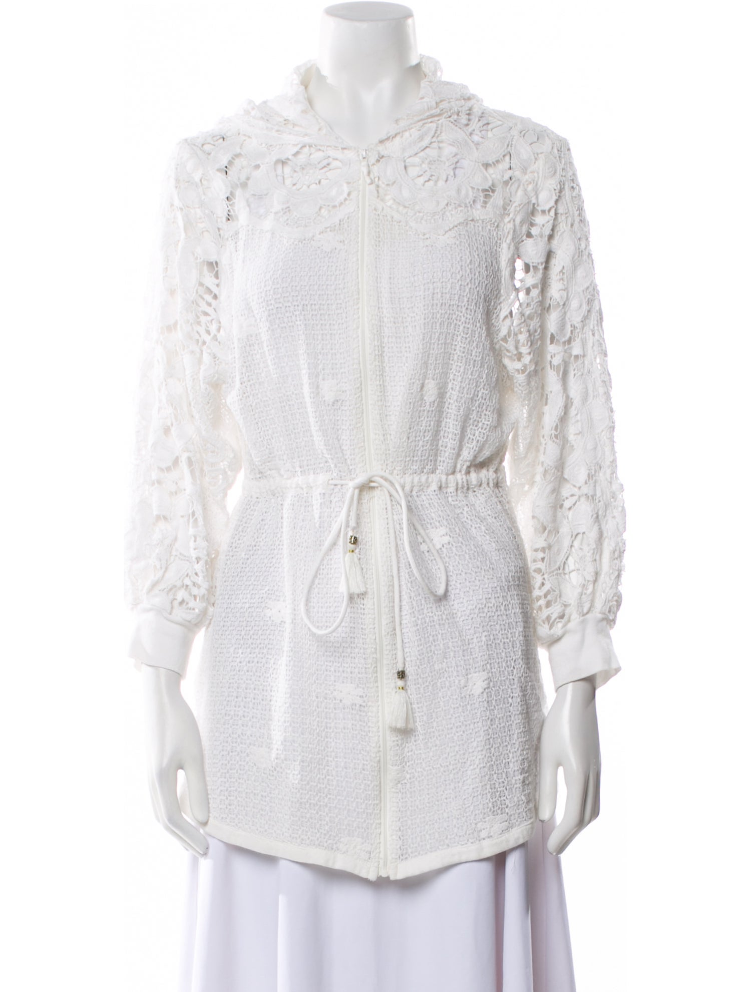 Miguelina Lace Pattern V-Neck Sweater